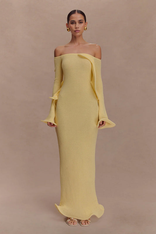 Off Shoulder Knit Maxi Dress